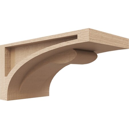 Ekena Millwork 4"W x 8"D x 4"H Wide Viola Rough Cedar Woodgrain TimberThane Corbel, Primed Tan CORUR04X08X04VIORCPR